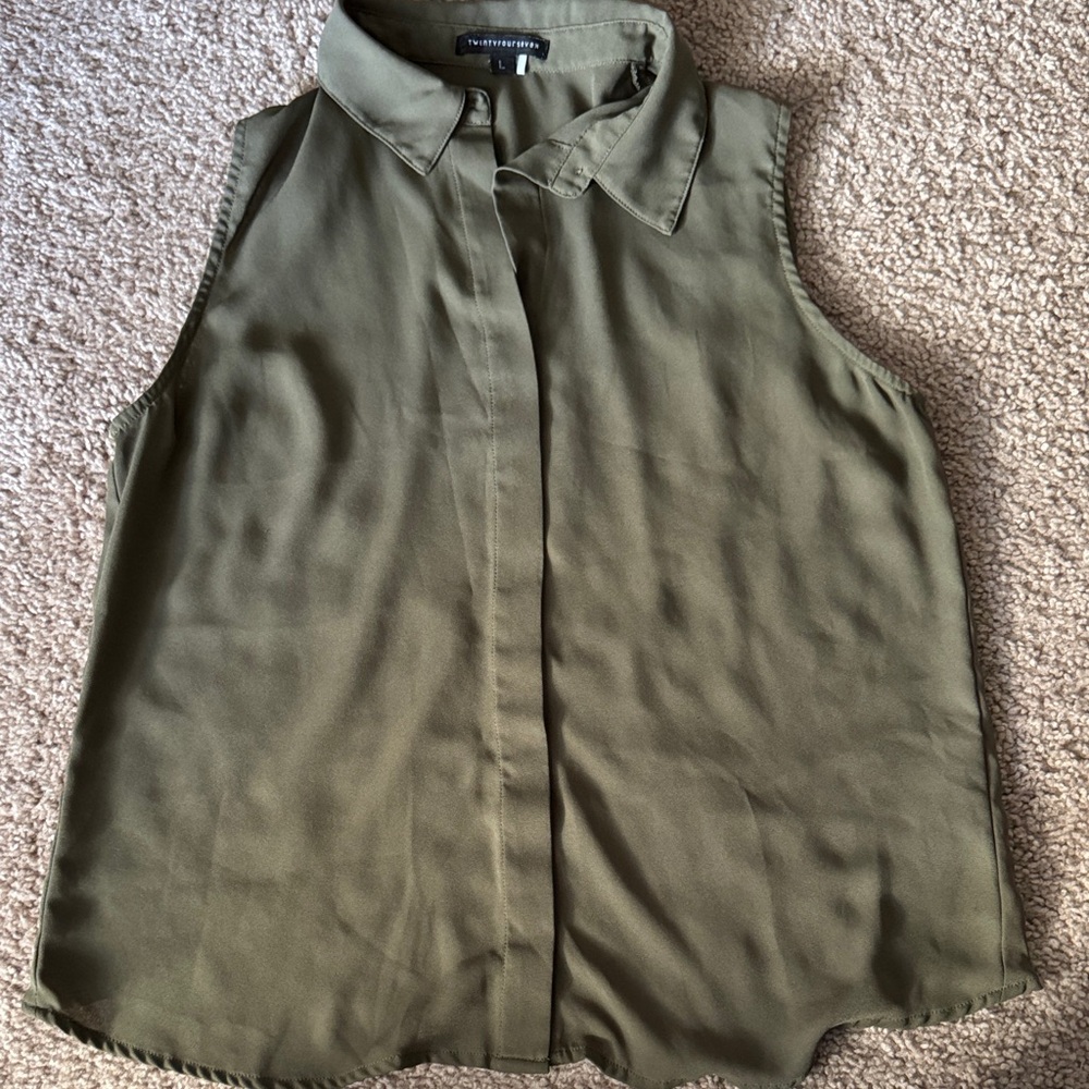 Stylish Olive Sleeveless Blouse